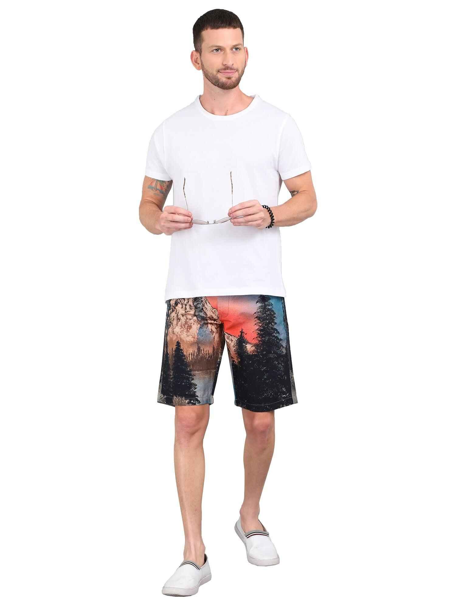 Snow Peak Digital Printed Cotton Men's Shorts - Guniaa Fashions