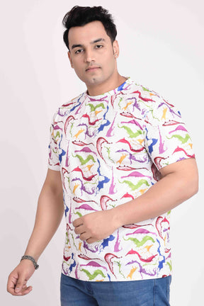 Spash O colours Digital Printed Round Neck T-Shirt Men's Plus Size - Guniaa Fashions