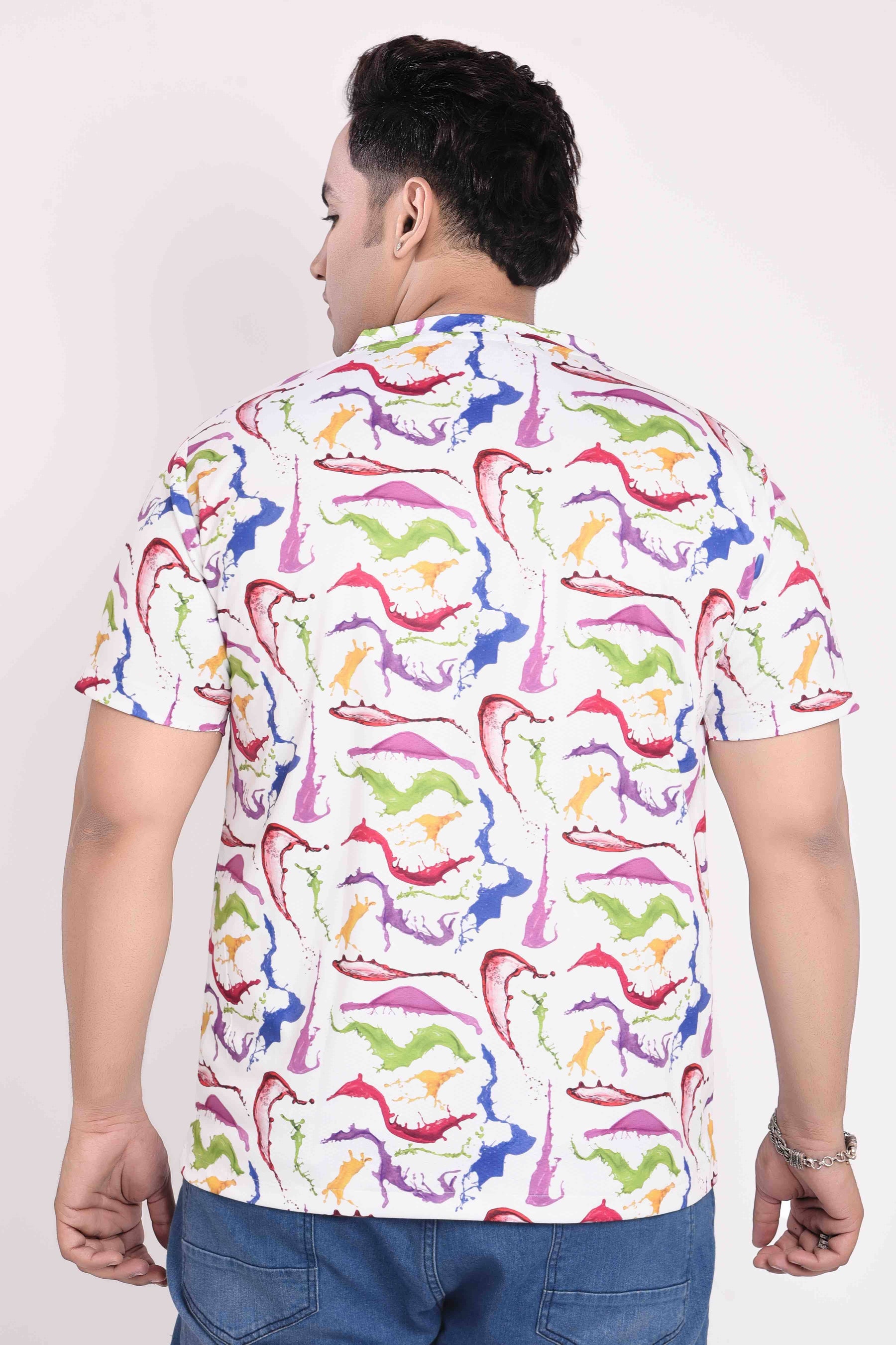 Spash O colours Digital Printed Round Neck T-Shirt Men's Plus Size - Guniaa Fashions