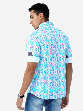 Triangle Waves Digital Printed Full Shirt - Guniaa Fashions