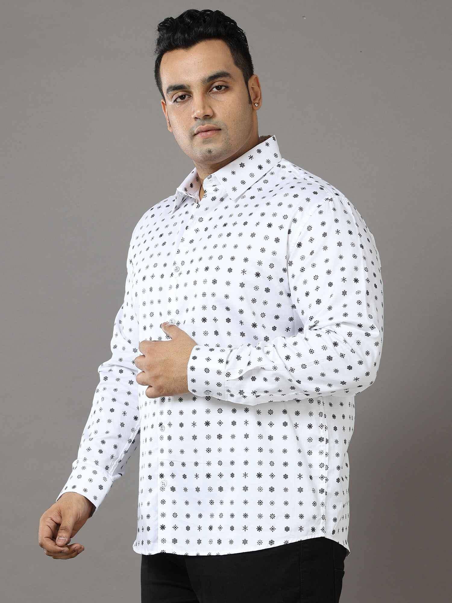 Twinkle Stars Printed Cotton Full Shirt Men's Plus Size - Guniaa Fashions