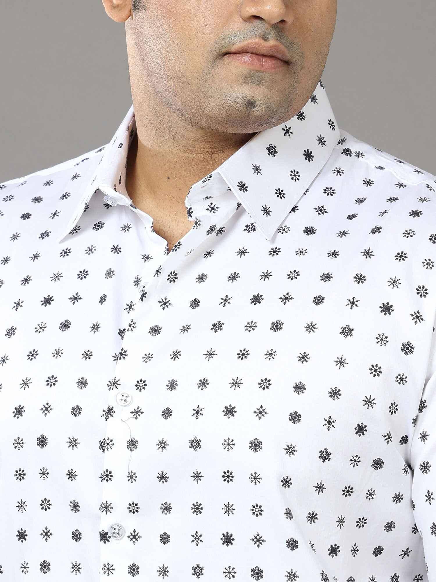 Twinkle Stars Printed Cotton Full Shirt Men's Plus Size - Guniaa Fashions