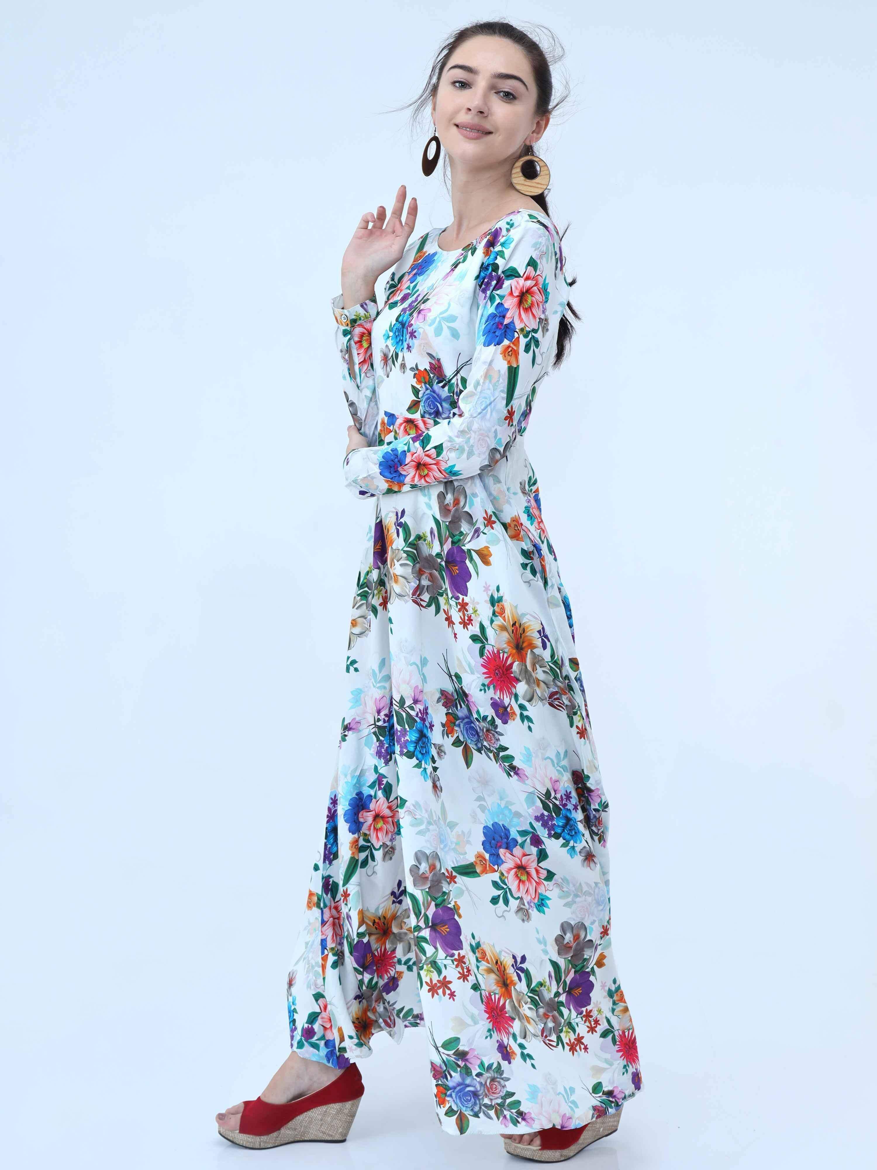 White Floral Maxi - Guniaa Fashions