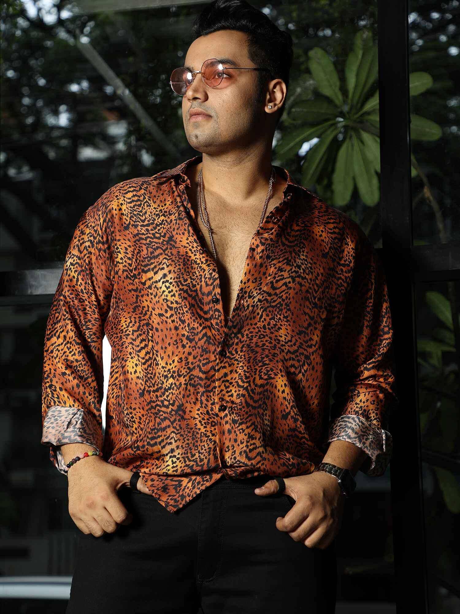 Wild Hunter Printed Silk Full Shirt Men's Plus Size - Guniaa Fashions