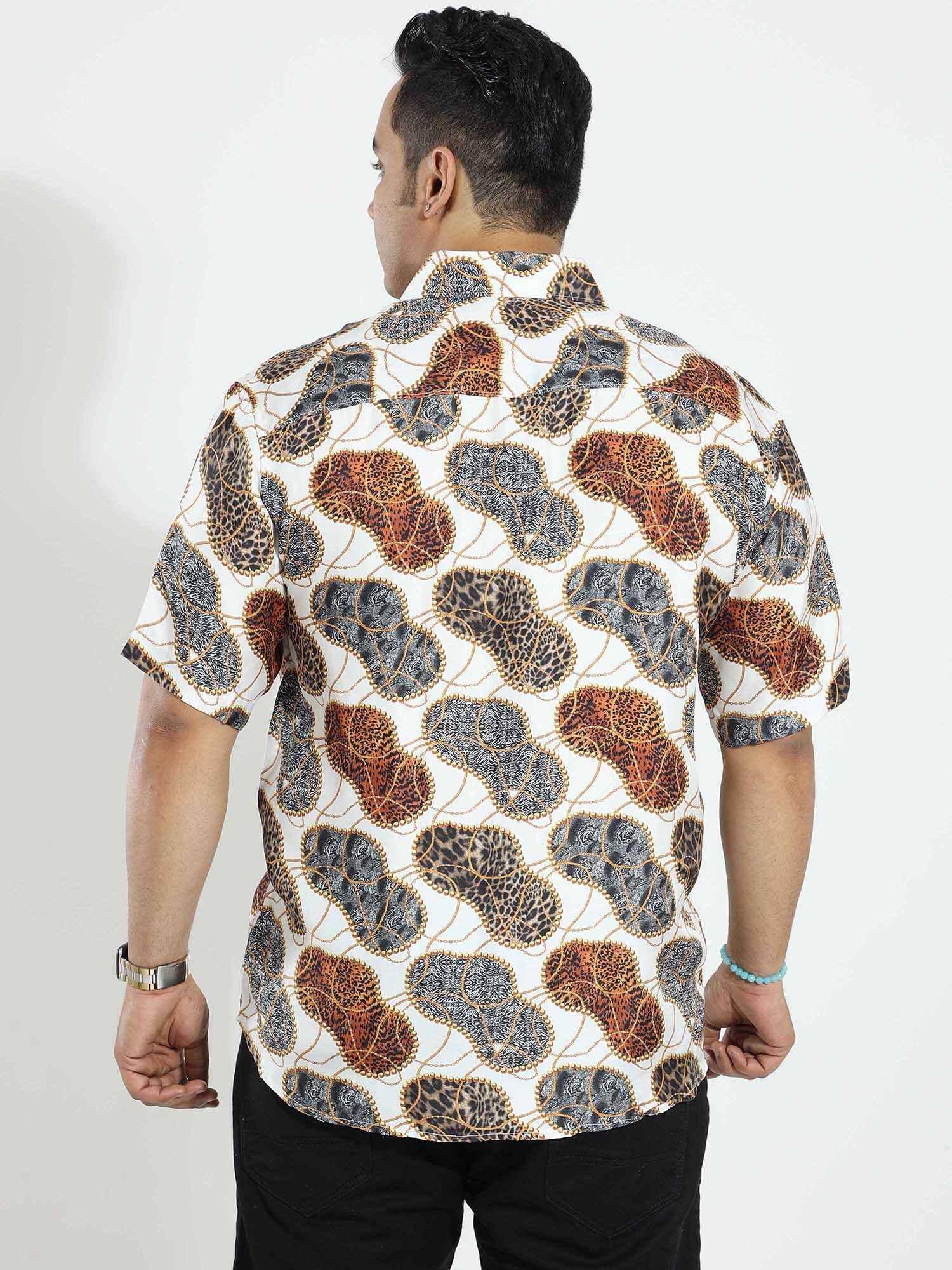 Wild Steps Printed Silk Half Shirt Men's Plus Size - Guniaa Fashions