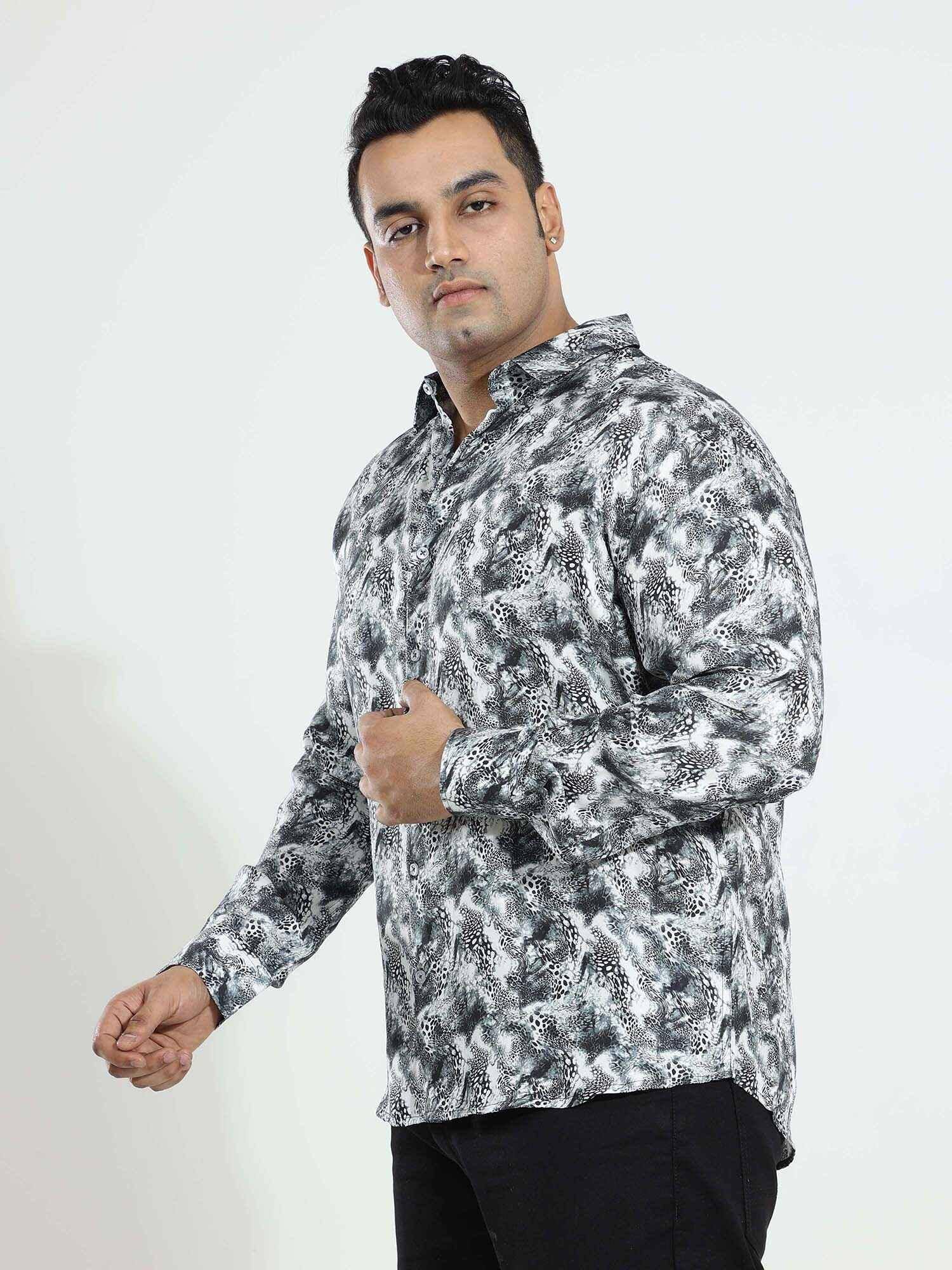 Zebra Leopard Printed Silk Full Shirt Men's Plus Size - Guniaa Fashions